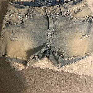 Miss Me Light Blue Distressed Jean Shorts